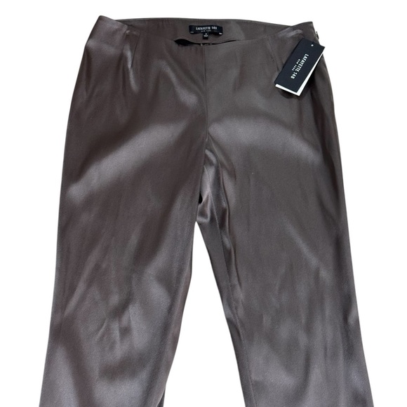 Lafayette 148 New York Satin Pants Brown Taupe Ankle Straight Work Party Size 4 - Picture 4 of 8